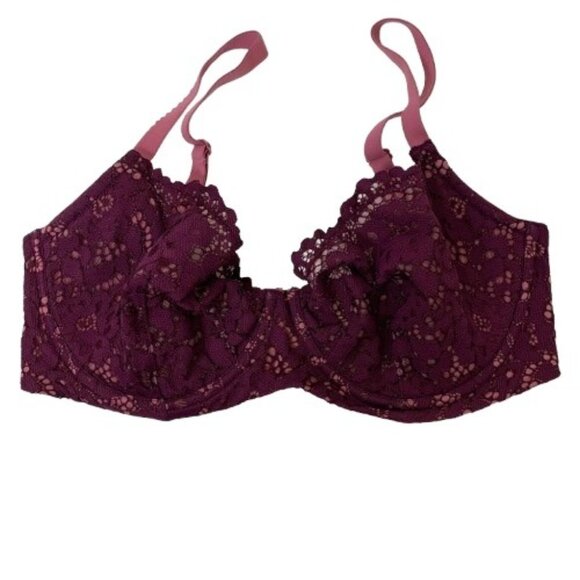Body by Victoria Unlined Demi Bra in Burgundy Lace Size 34DDD - Picture 1 of 7